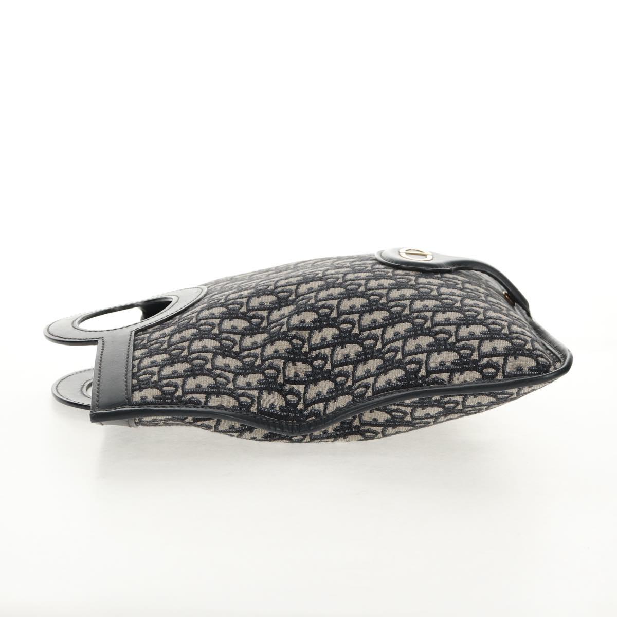 Christian Dior Trotter Canvas Oblique Clutch Bag Navy Gold Auth 145258A