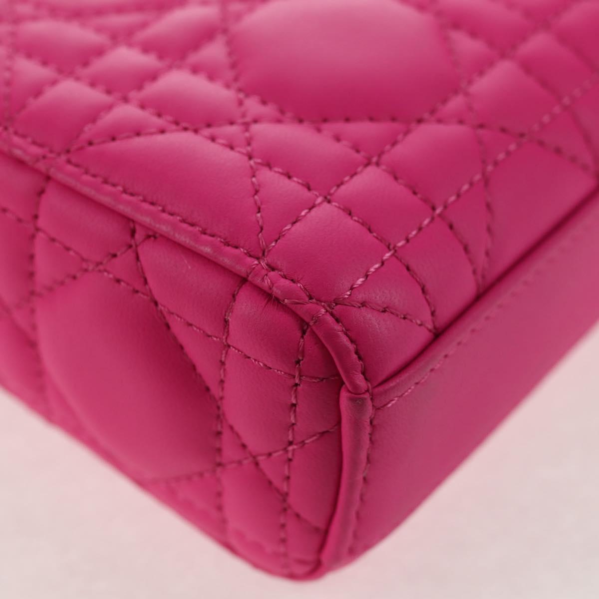 Christian Dior Cannage Lady D Joy Micro Bag Lamb Skin 2way Pink Auth 145262SM