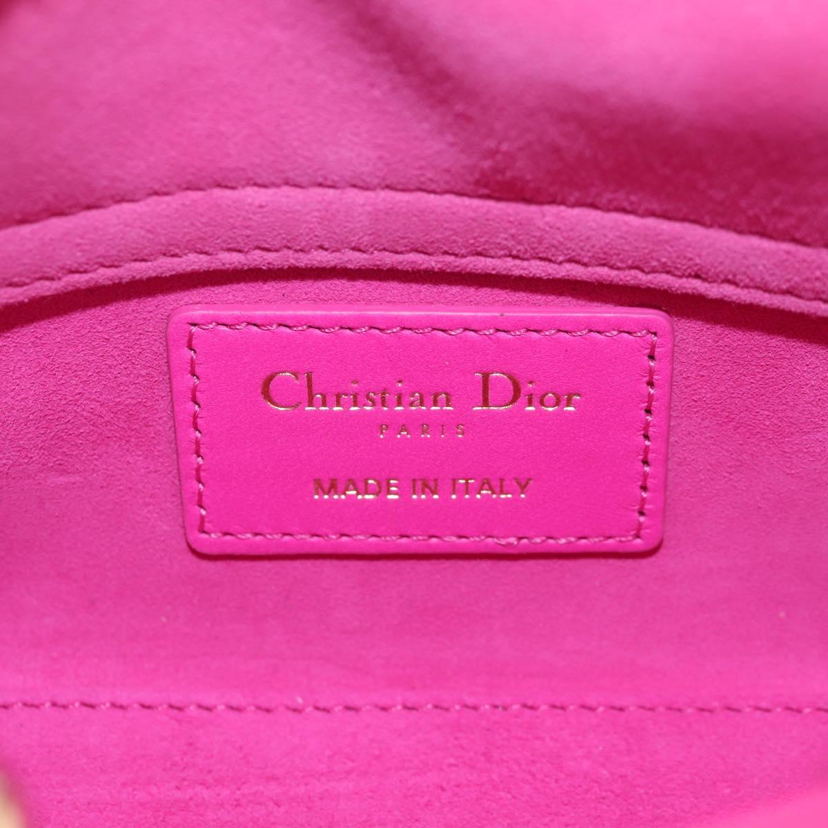 Christian Dior Cannage Lady D Joy Micro Bag Lamb Skin 2way Pink Auth 145262SM