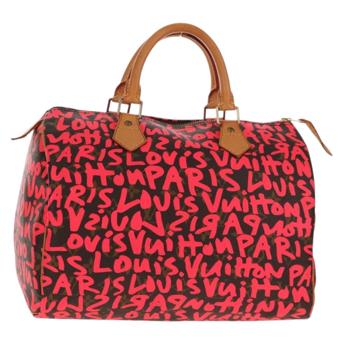 LOUIS VUITTON Monogram Graffiti Speedy 30 Hand Bag Pink M93704 LV Auth 145265A