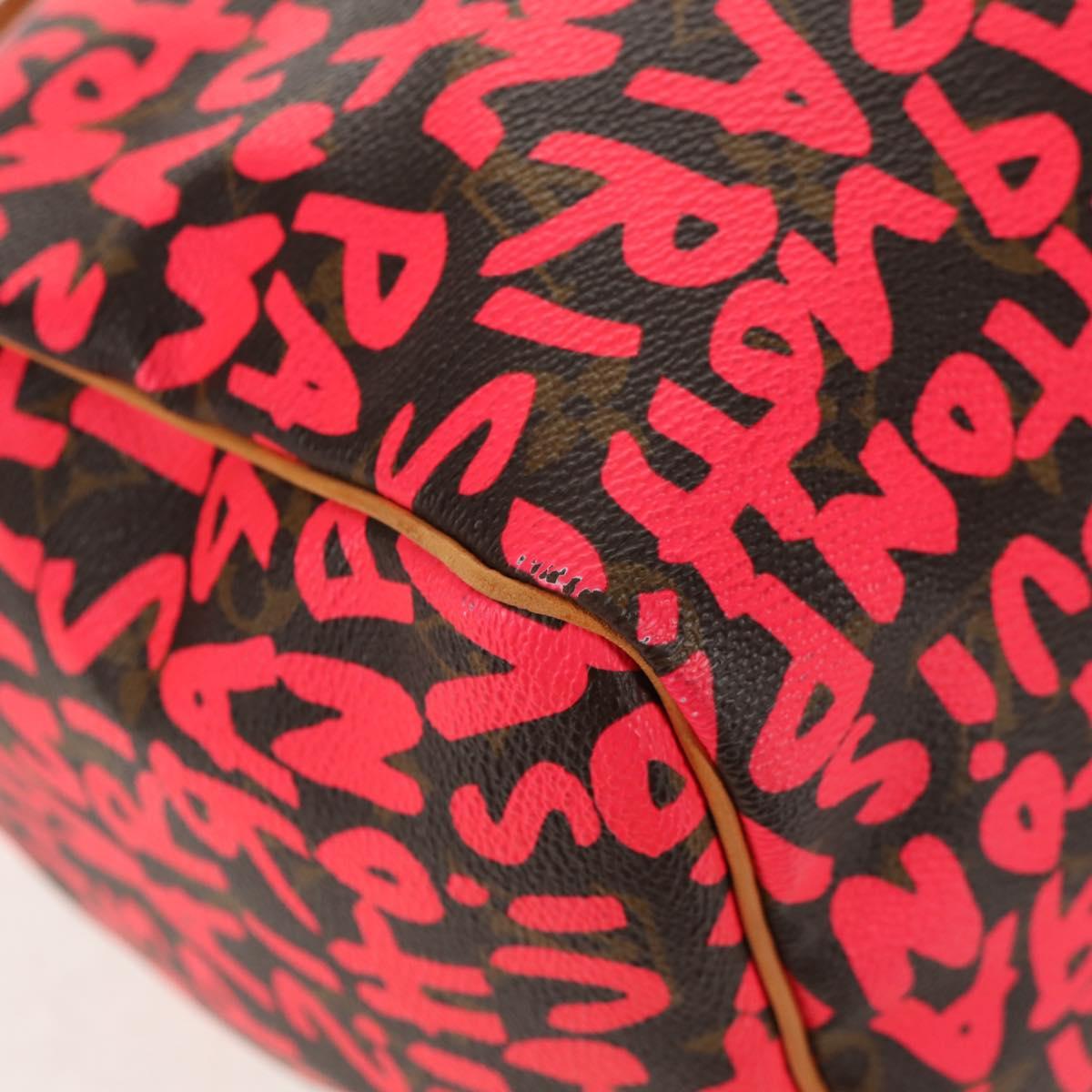 LOUIS VUITTON Monogram Graffiti Speedy 30 Hand Bag Pink M93704 LV Auth 145265A