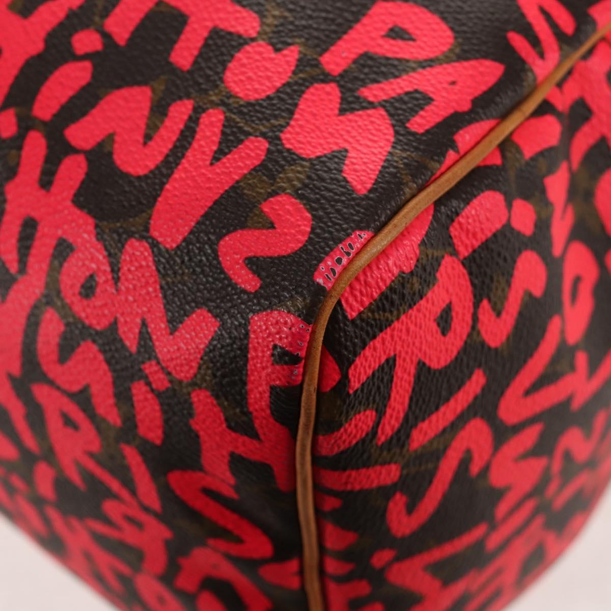 LOUIS VUITTON Monogram Graffiti Speedy 30 Hand Bag Pink M93704 LV Auth 145265A
