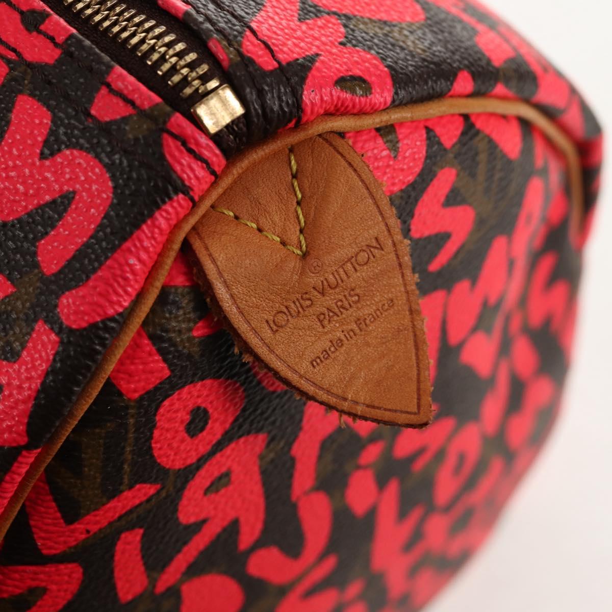 LOUIS VUITTON Monogram Graffiti Speedy 30 Hand Bag Pink M93704 LV Auth 145265A