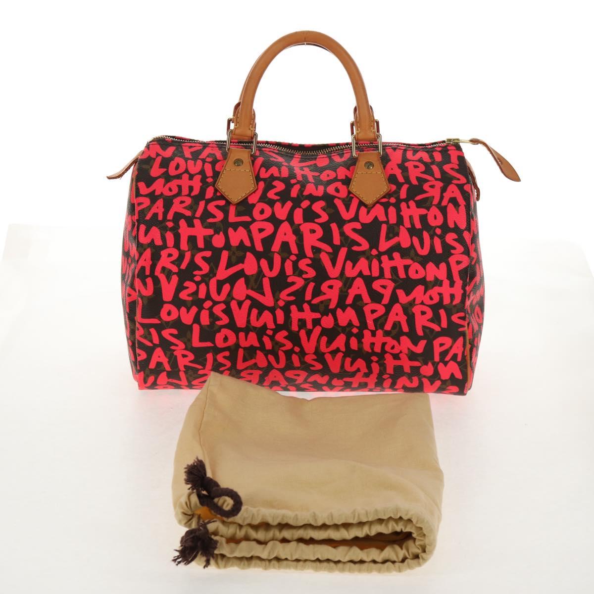 LOUIS VUITTON Monogram Graffiti Speedy 30 Hand Bag Pink M93704 LV Auth 145265A