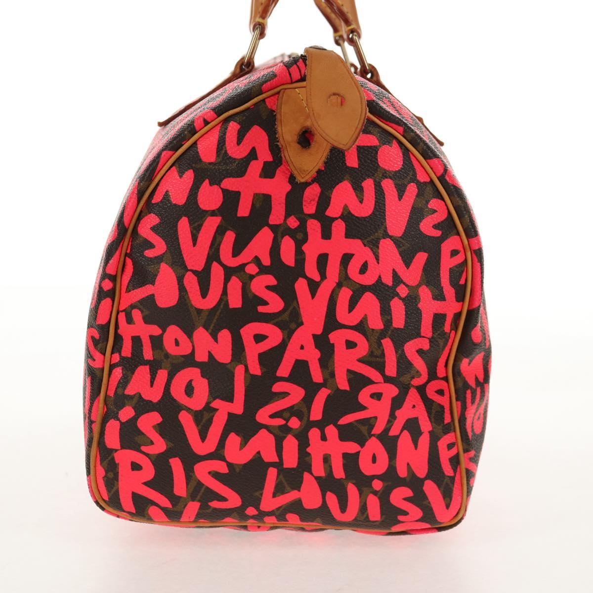LOUIS VUITTON Monogram Graffiti Speedy 30 Hand Bag Pink M93704 LV Auth 145265A