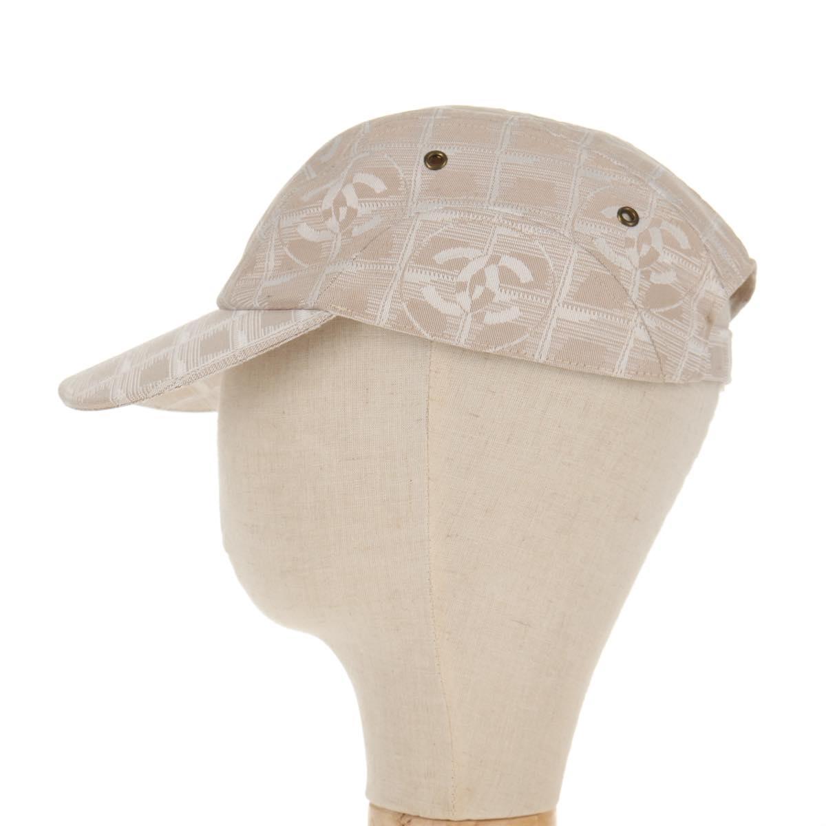 CHANEL New Travel line Cap Nylon M Beige CC Auth 145268V