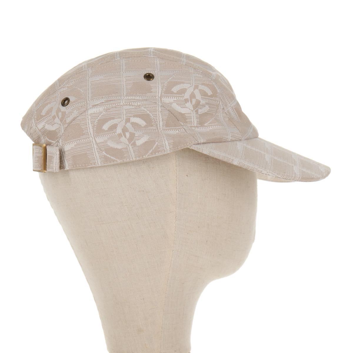 CHANEL New Travel line Cap Nylon M Beige CC Auth 145268V