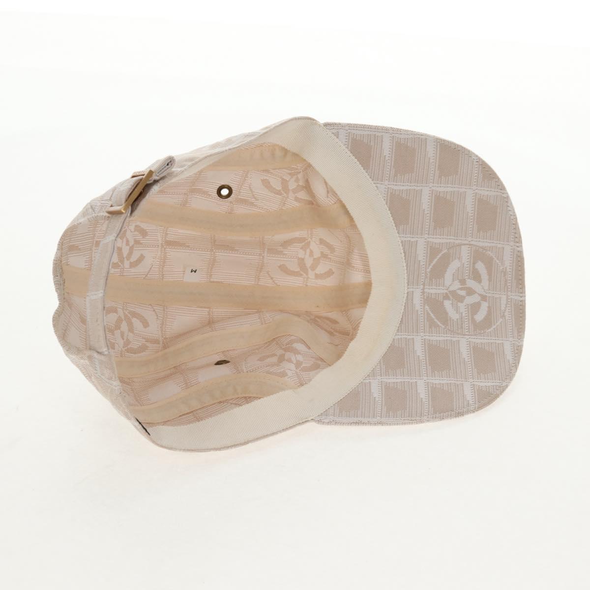 CHANEL New Travel line Cap Nylon M Beige CC Auth 145268V