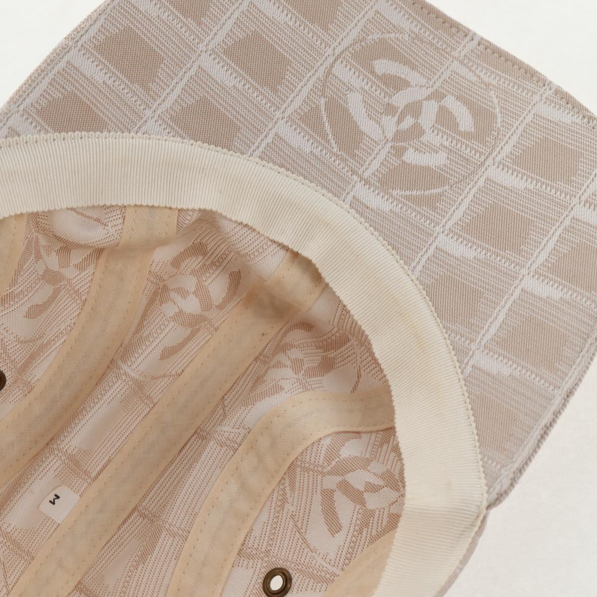 CHANEL New Travel line Cap Nylon M Beige CC Auth 145268V