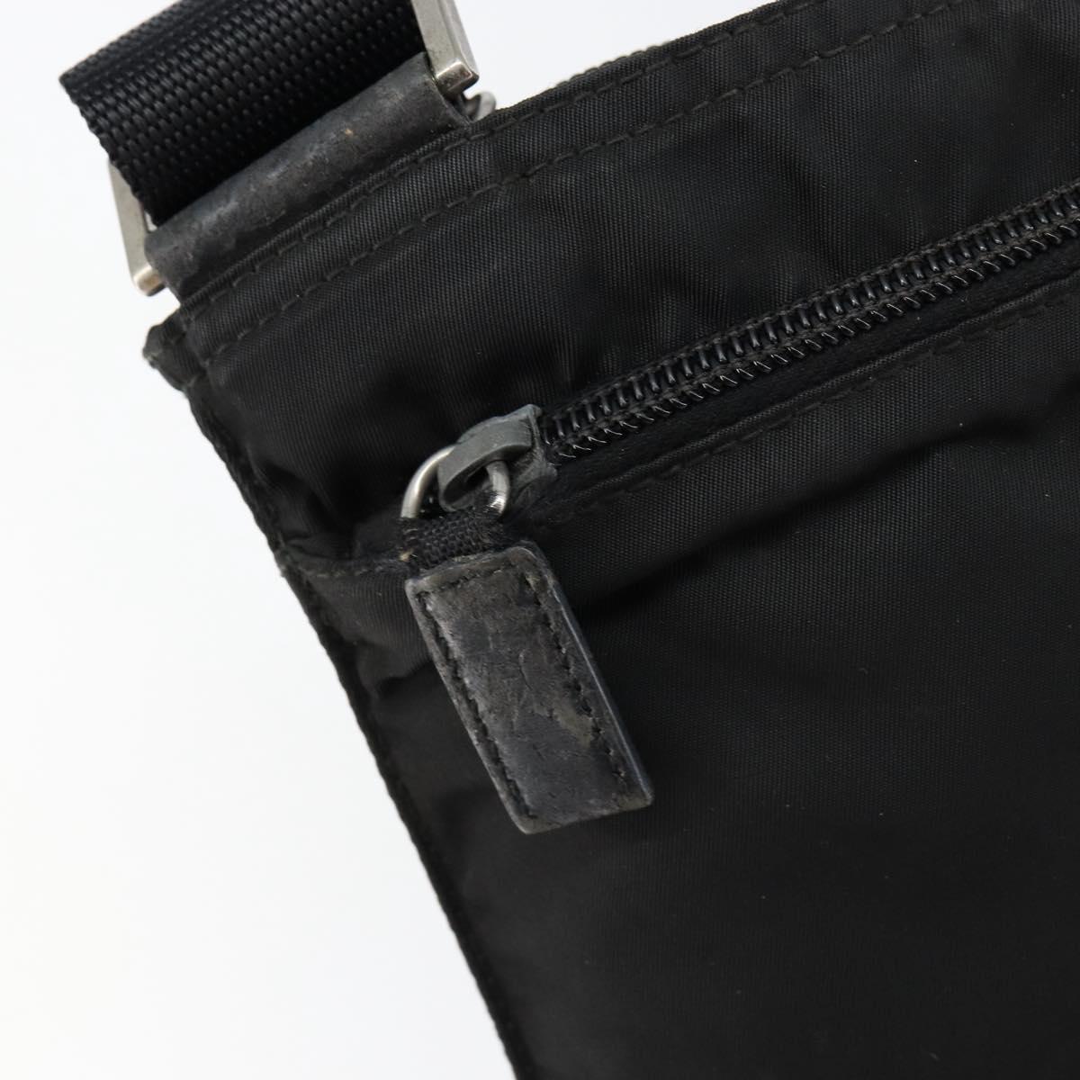 PRADA Shoulder Bag Nylon Black Silver Auth 145272