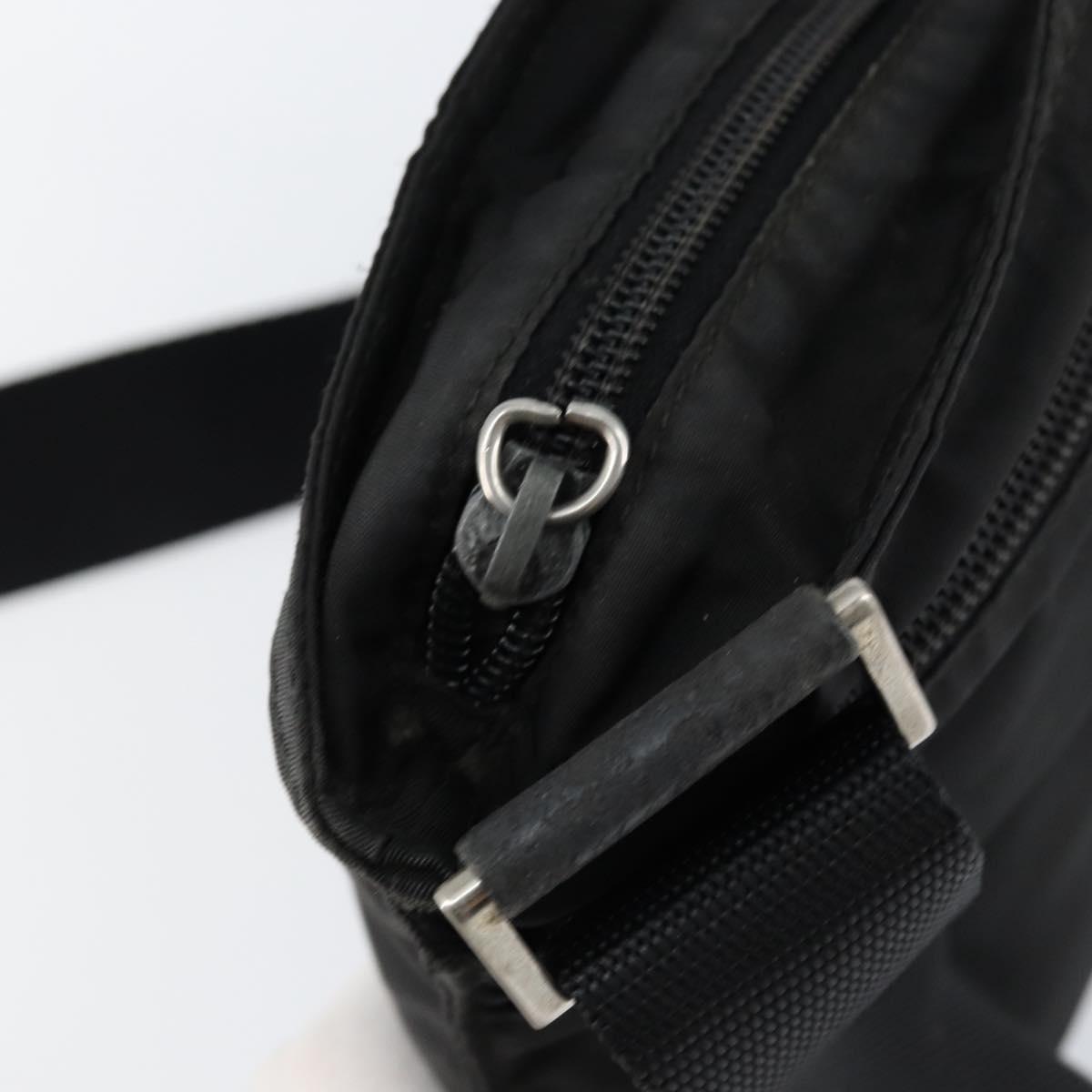 PRADA Shoulder Bag Nylon Black Silver Auth 145272