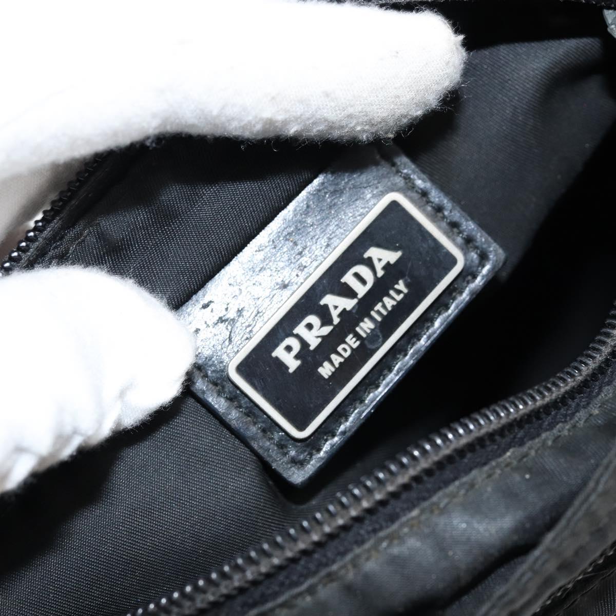 PRADA Shoulder Bag Nylon Black Silver Auth 145272