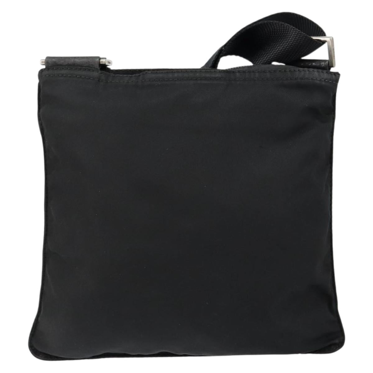 PRADA Shoulder Bag Nylon Black Silver Auth 145272