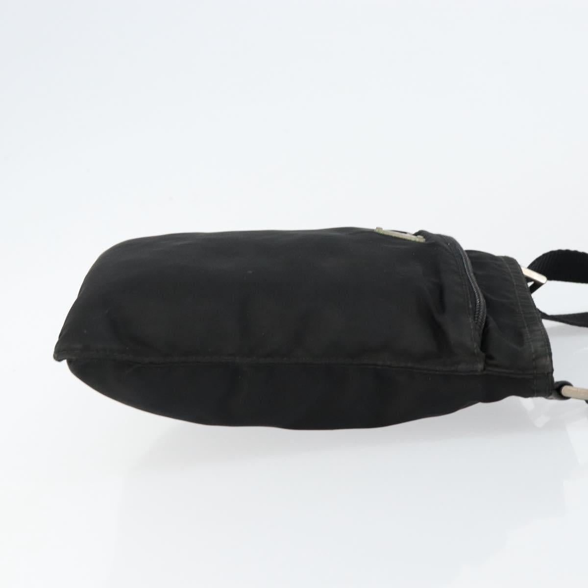 PRADA Shoulder Bag Nylon Black Silver Auth 145272