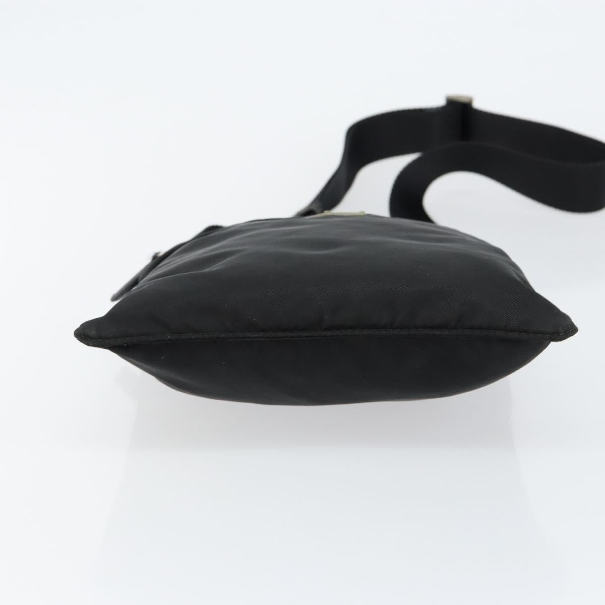 PRADA Shoulder Bag Nylon Black Silver Auth 145272