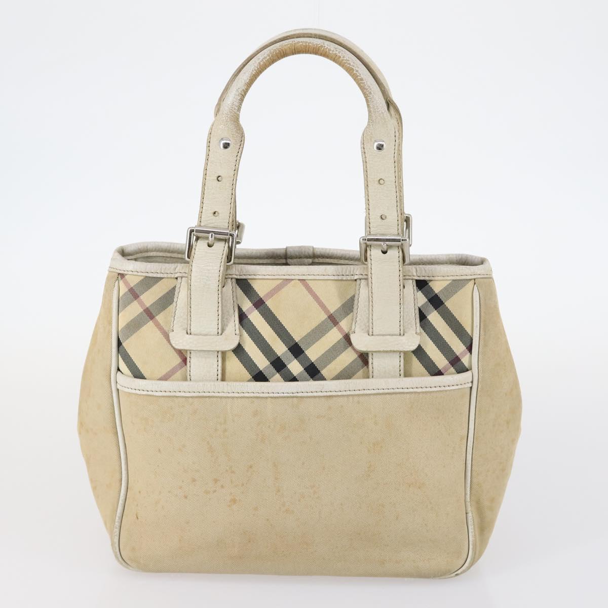 BURBERRY Nova Check Hand Bag Nylon Canvas 2Set Beige Auth 145274