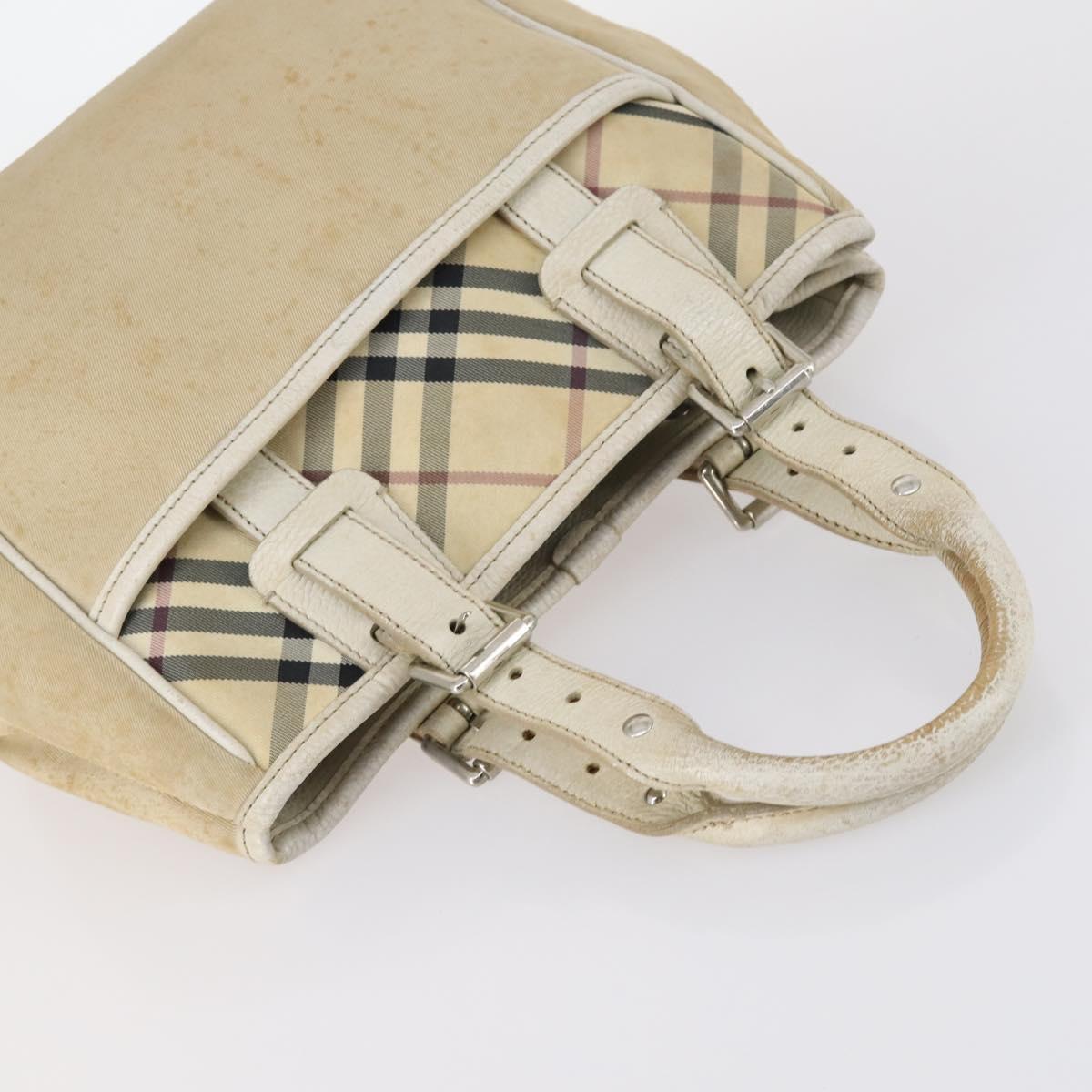 BURBERRY Nova Check Hand Bag Nylon Canvas 2Set Beige Auth 145274