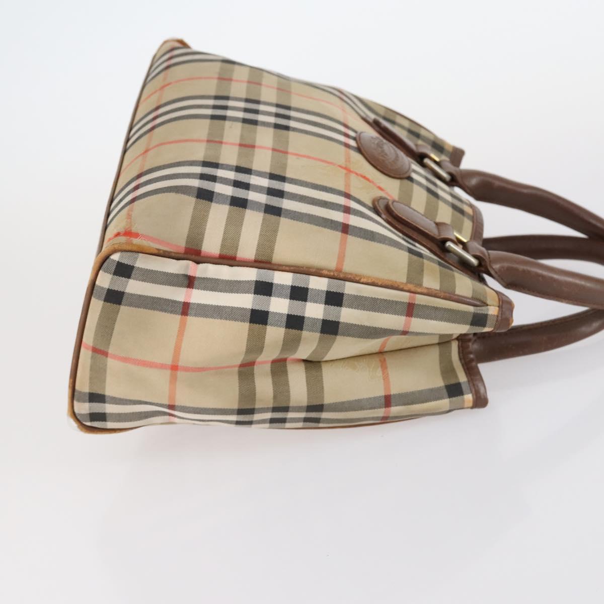 BURBERRY Nova Check Hand Bag Nylon Canvas 2Set Beige Auth 145274