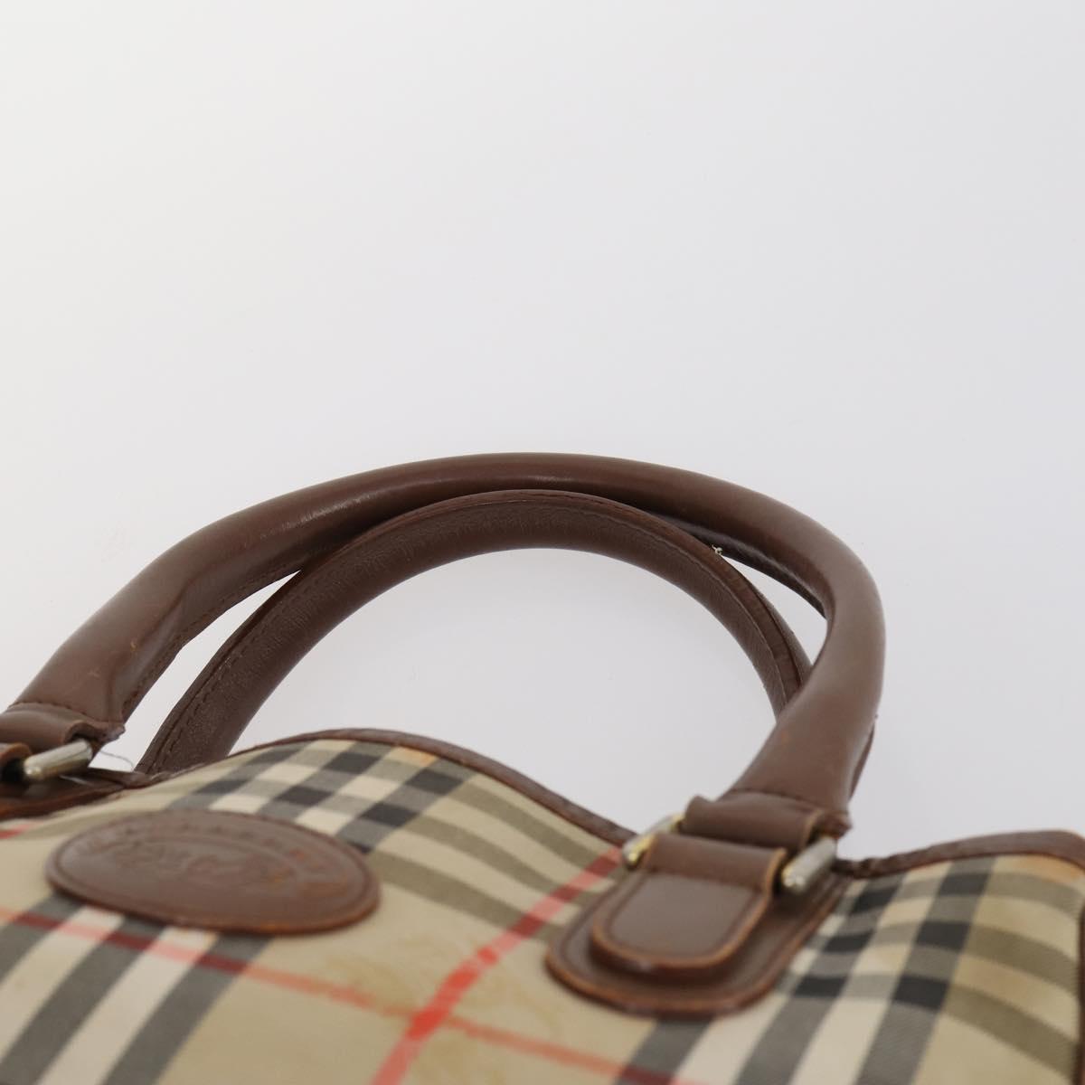 BURBERRY Nova Check Hand Bag Nylon Canvas 2Set Beige Auth 145274