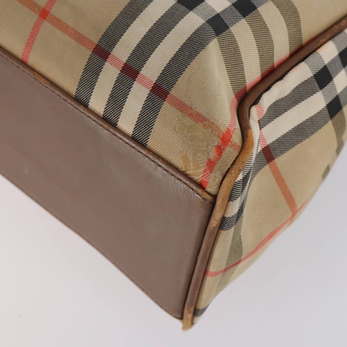 BURBERRY Nova Check Hand Bag Nylon Canvas 2Set Beige Auth 145274