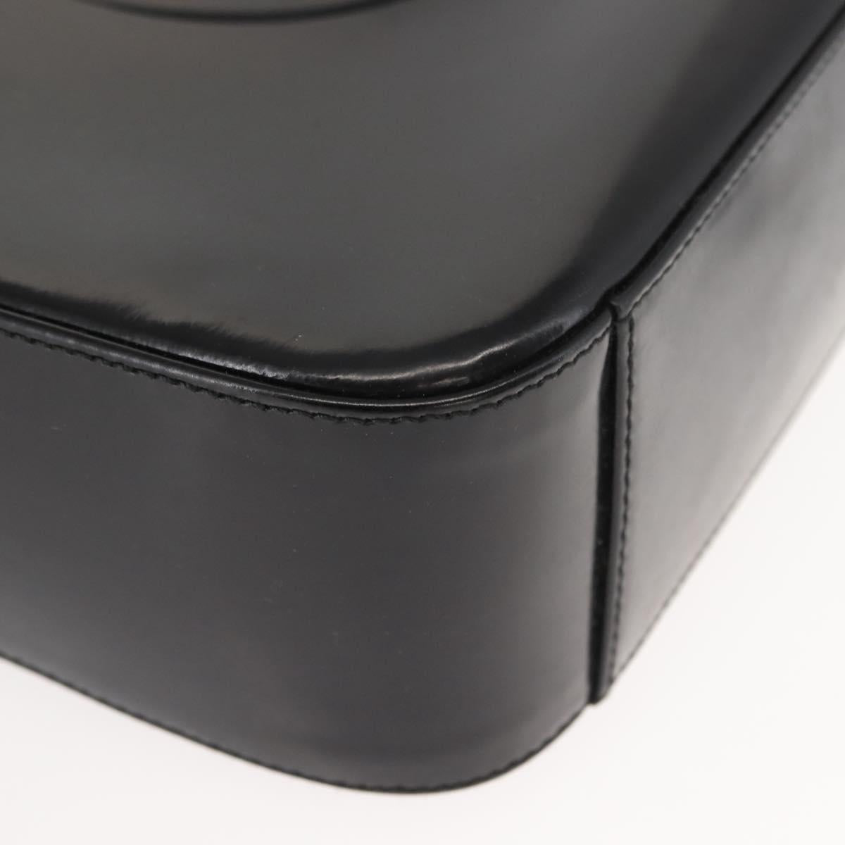 GUCCI Shoulder Bag Enamel Black Silver Auth 145286