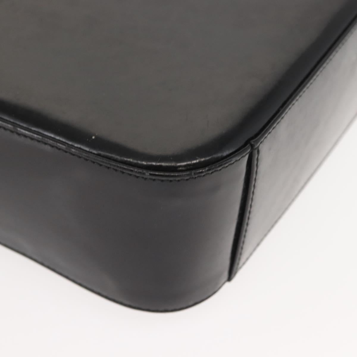 GUCCI Shoulder Bag Enamel Black Silver Auth 145286