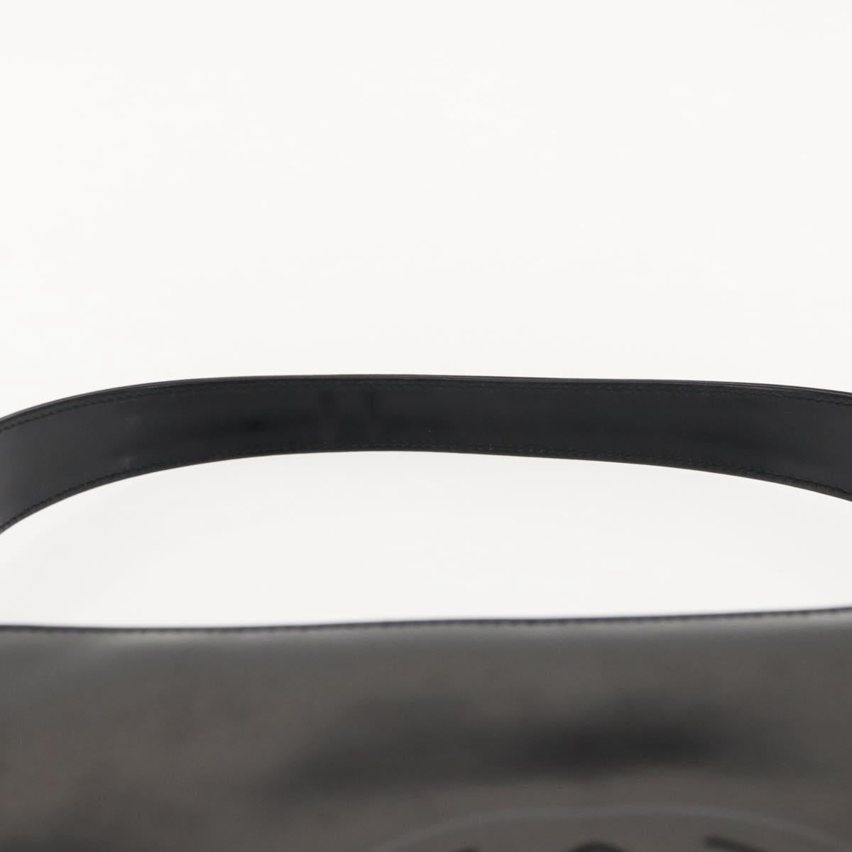 GUCCI Shoulder Bag Enamel Black Silver Auth 145286