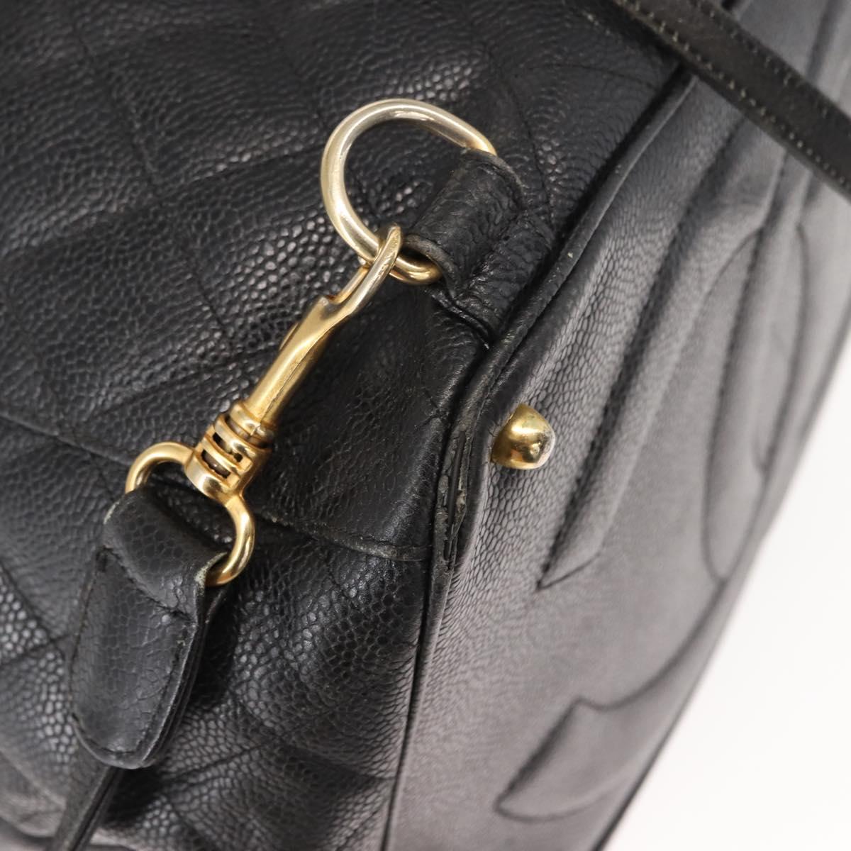 CHANEL Matelasse Backpack Caviar Skin Black Gold CC Auth 145289