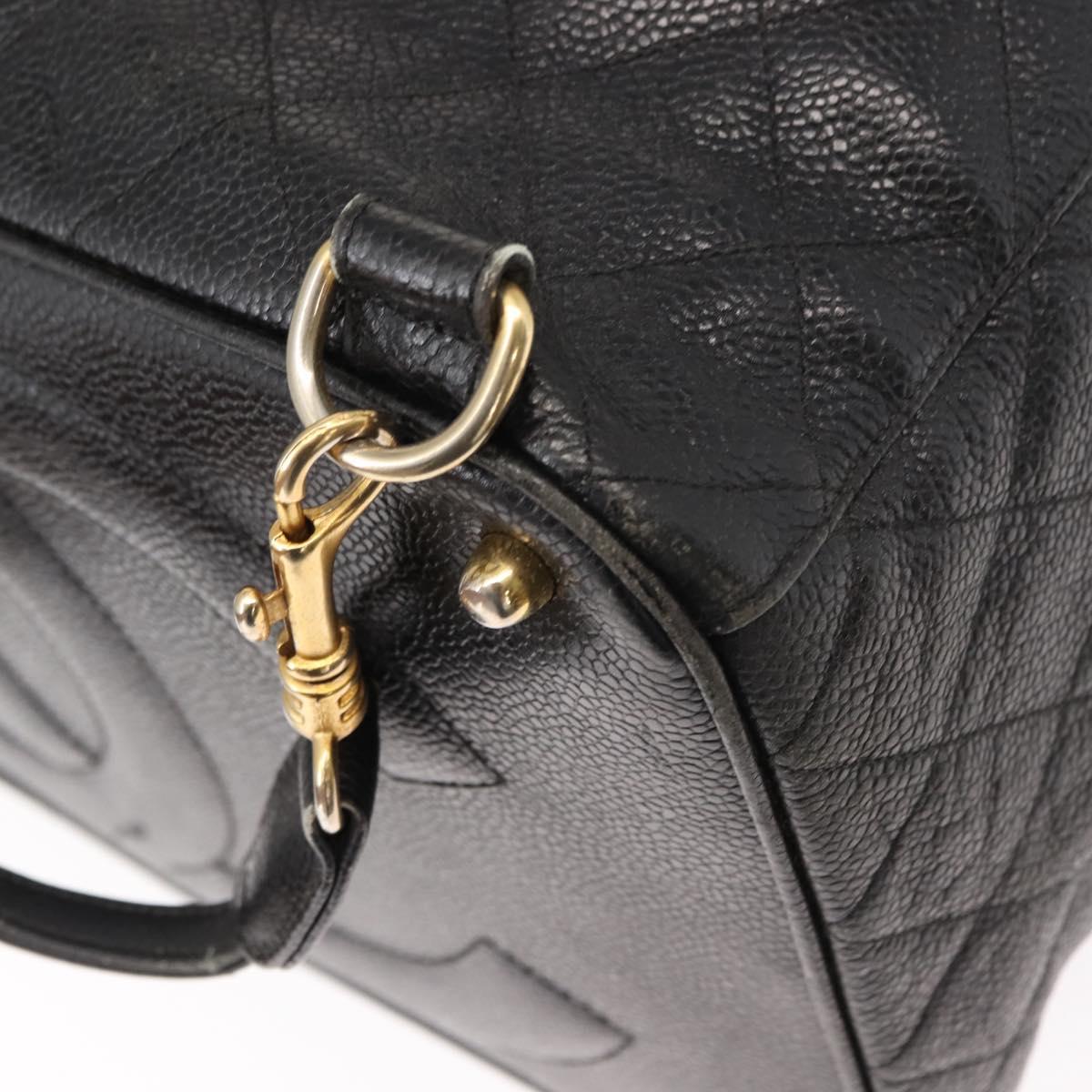 CHANEL Matelasse Backpack Caviar Skin Black Gold CC Auth 145289