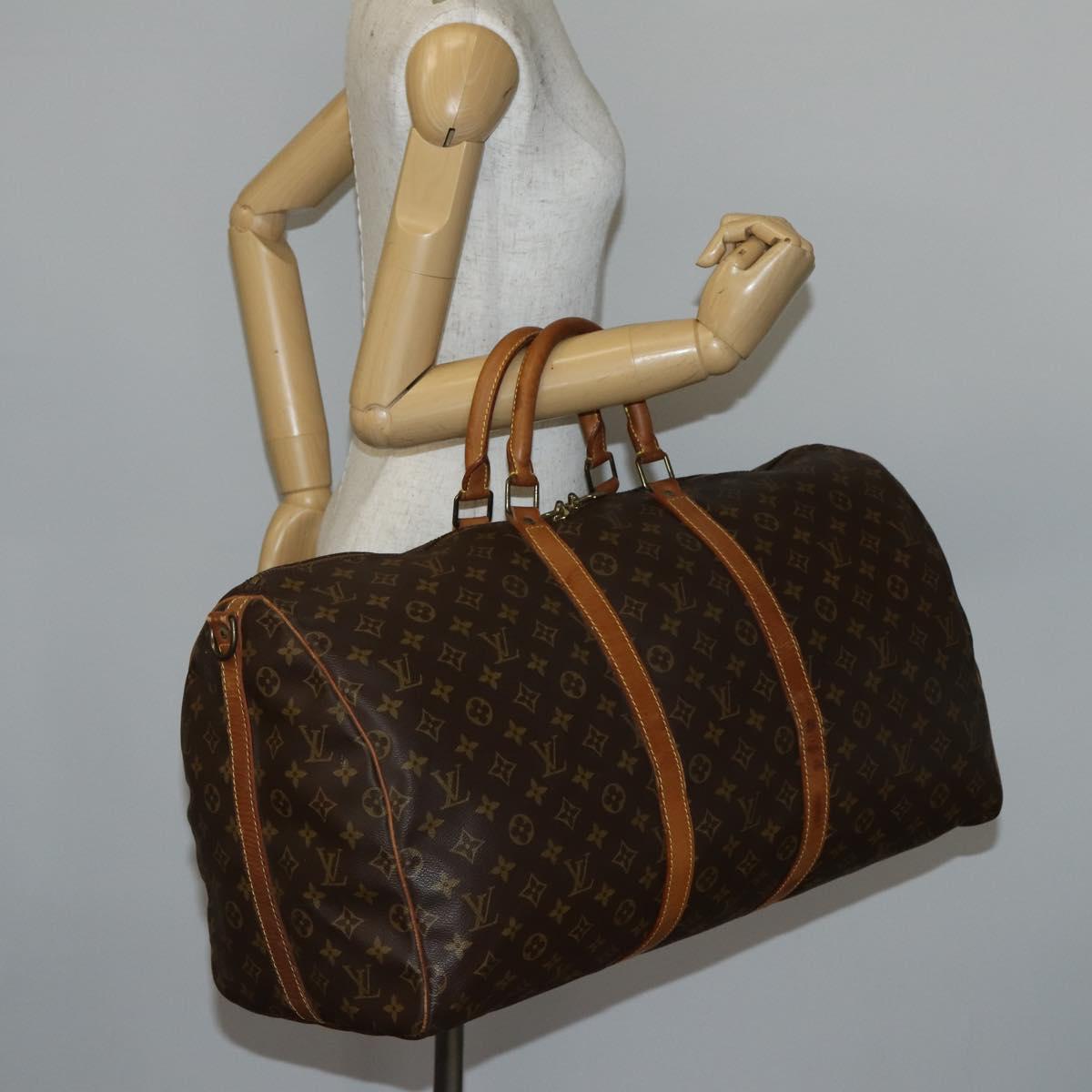 LOUIS VUITTON Monogram Keepall Bandouliere 55 Boston Bag M41414 LV Auth 145317