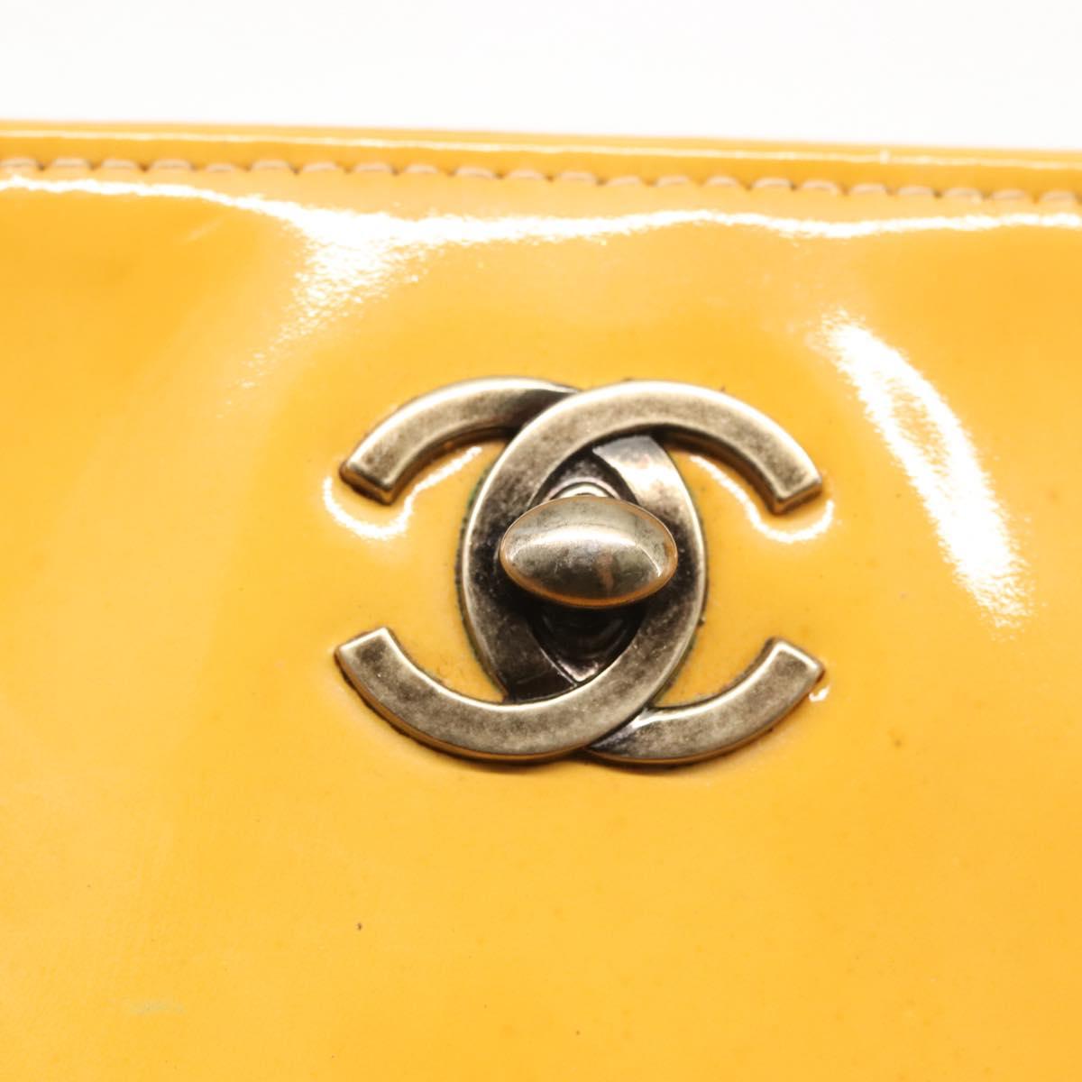CHANEL Chain Shoulder Bag Enamel Yellow CC Auth 145322