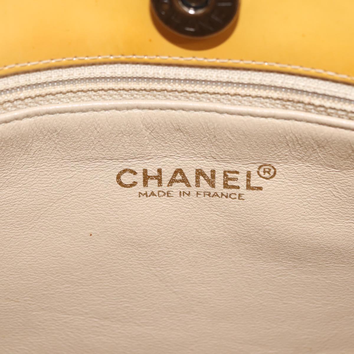 CHANEL Chain Shoulder Bag Enamel Yellow CC Auth 145322