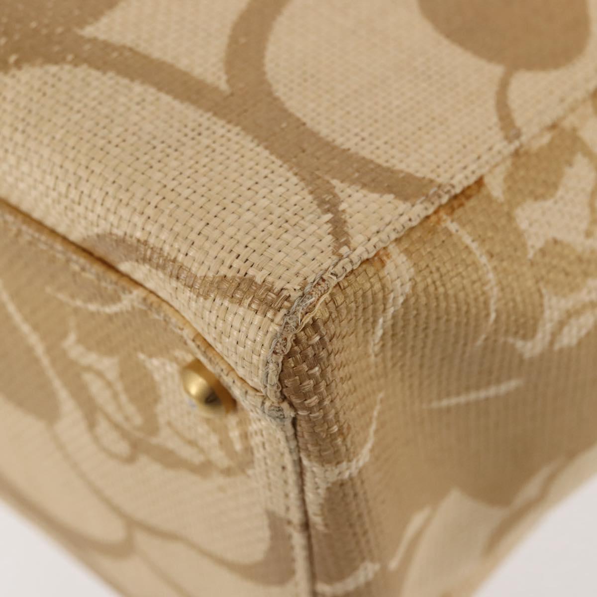 CHANEL Camelia Tote Bag Raffia Beige Gold CC Auth 145323