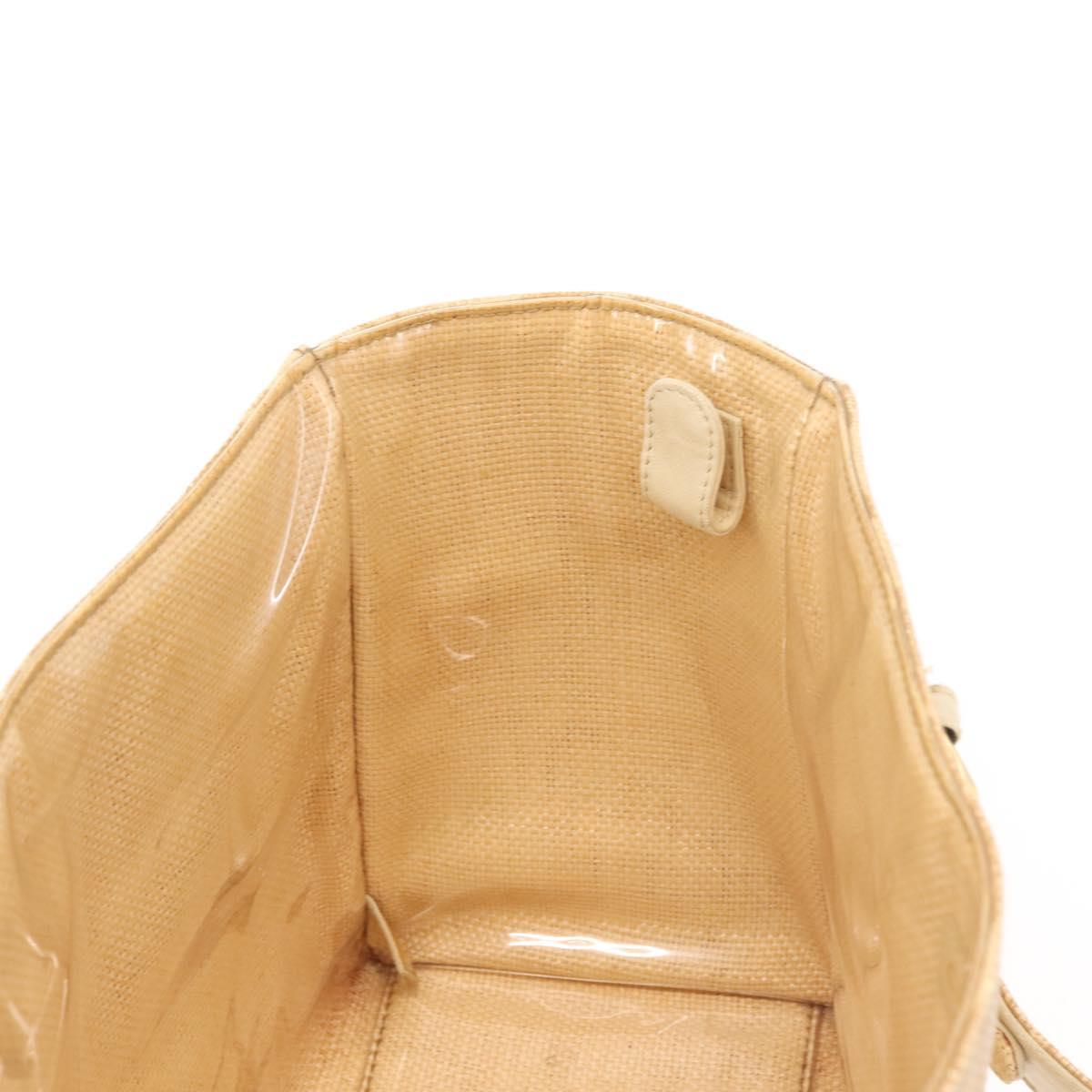 CHANEL Camelia Tote Bag Raffia Beige Gold CC Auth 145323