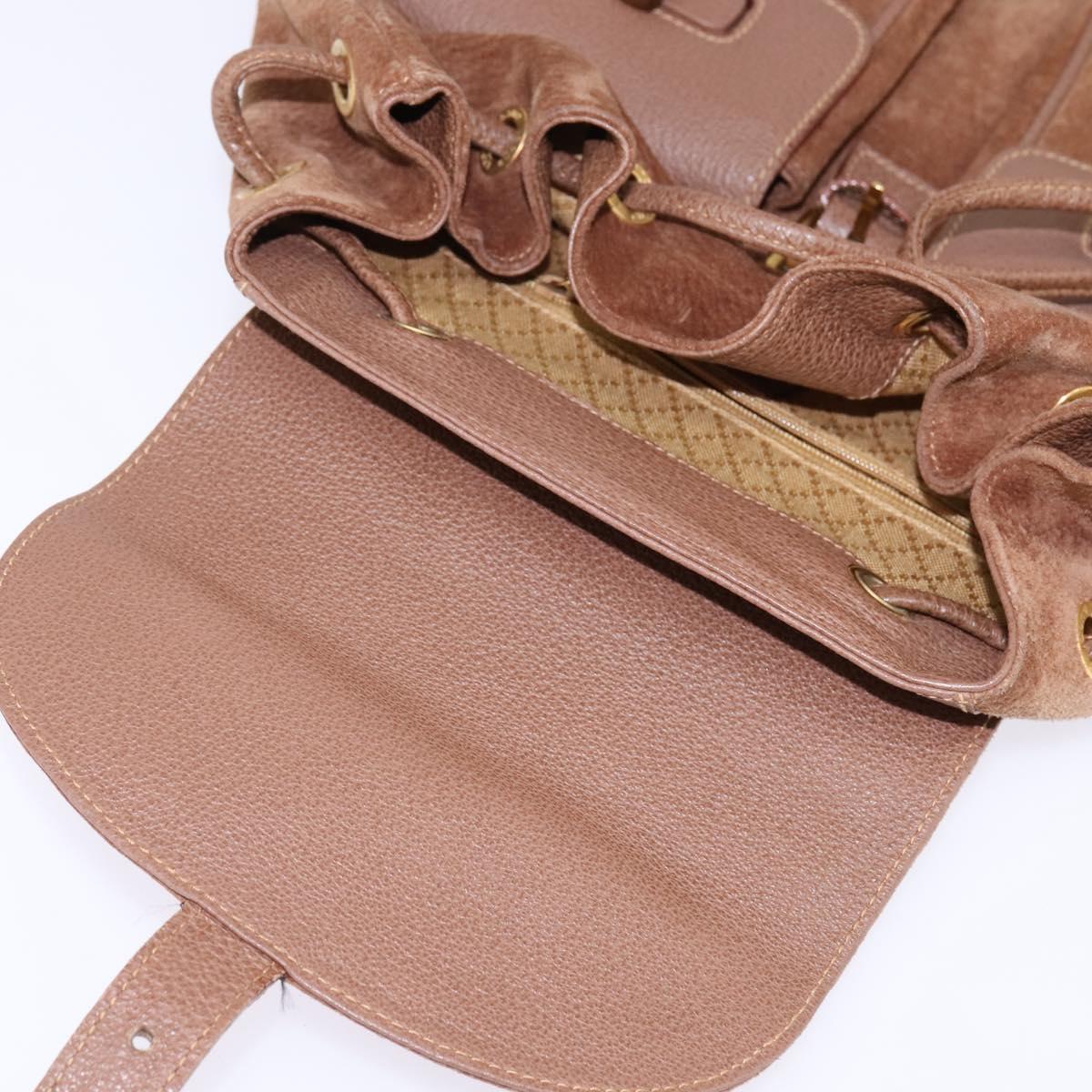 GUCCI Bamboo Backpack Suede Brown Gold 003 2058 0016 Auth 145329