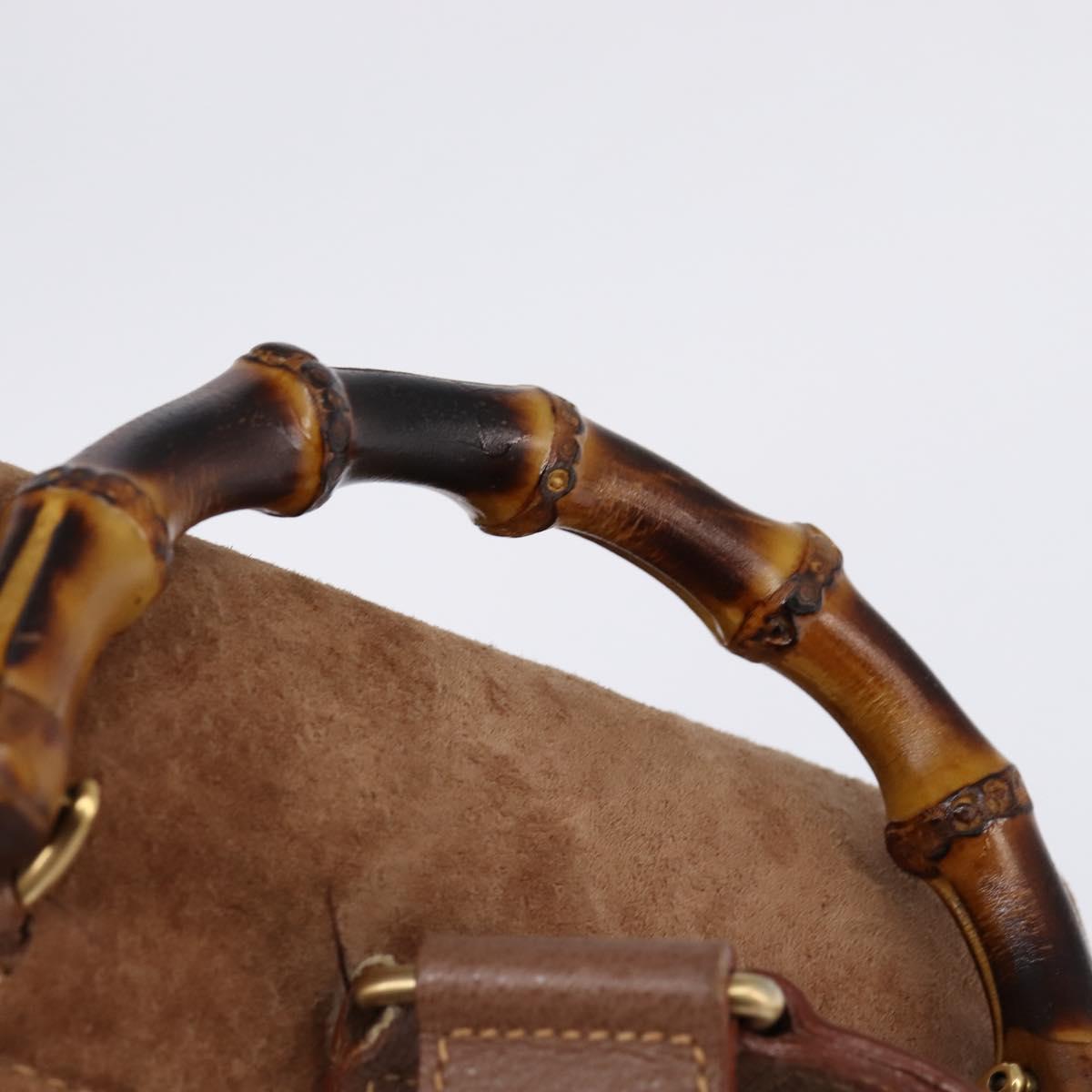 GUCCI Bamboo Backpack Suede Brown Gold 003 2058 0016 Auth 145329
