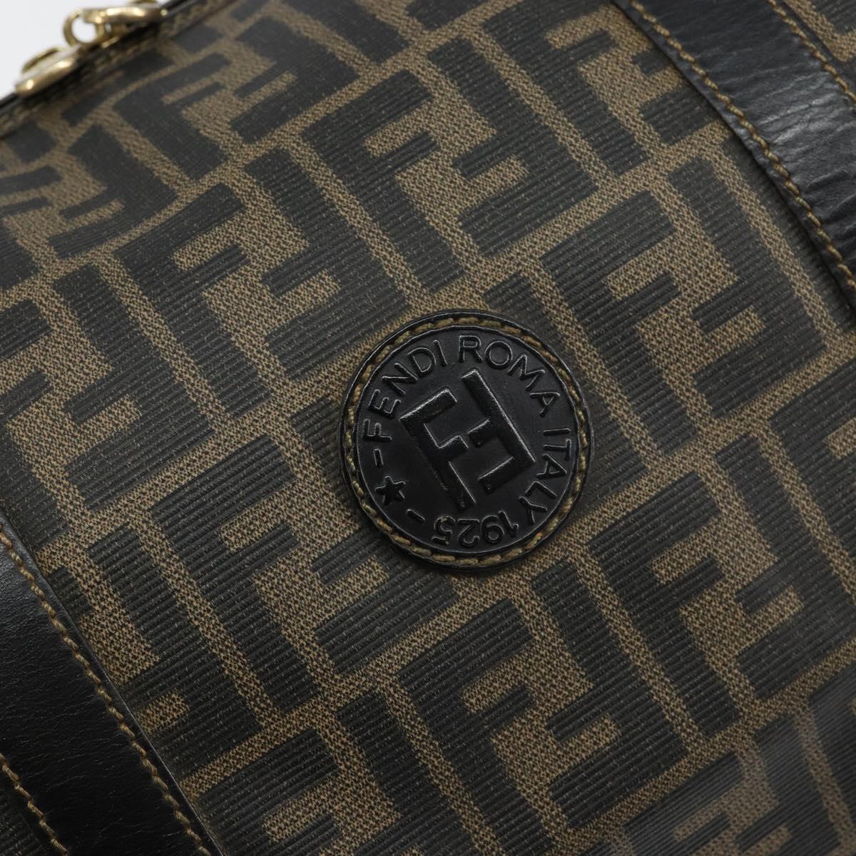 FENDI Zucca Canvas Boston Bag PVC Black Brown Auth 145332