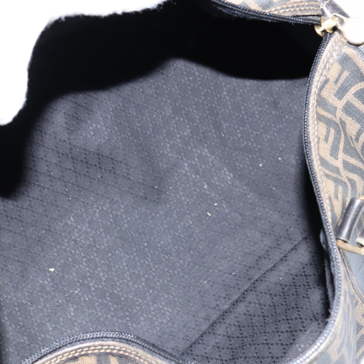 FENDI Zucca Canvas Boston Bag PVC Black Brown Auth 145332