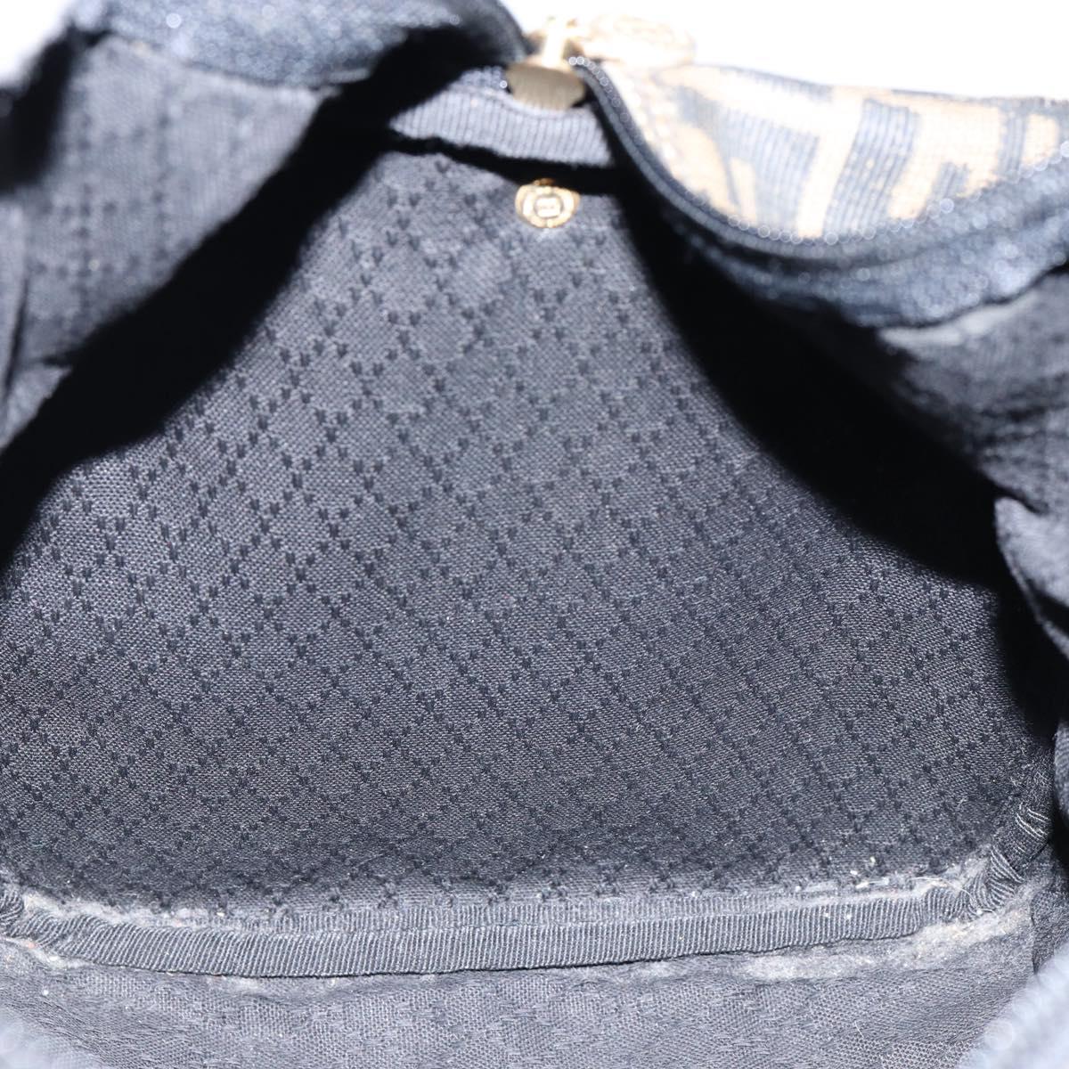 FENDI Zucca Canvas Boston Bag PVC Black Brown Auth 145332