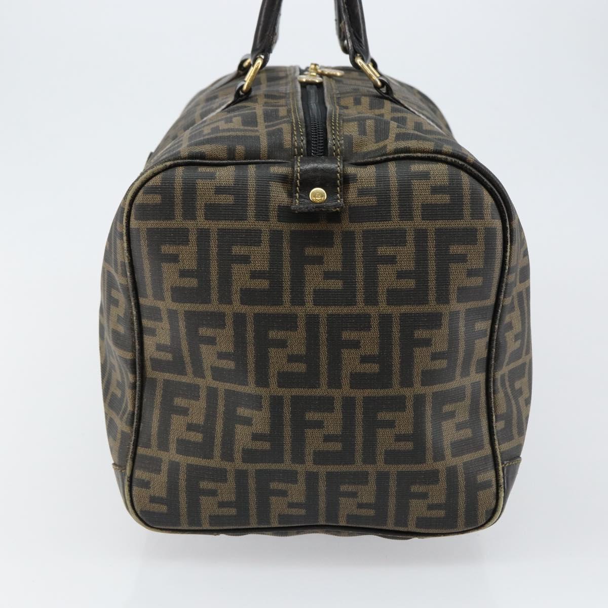 FENDI Zucca Canvas Boston Bag PVC Black Brown Auth 145332