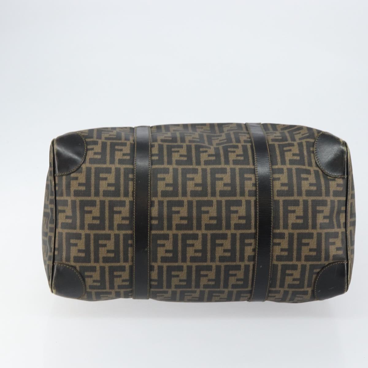 FENDI Zucca Canvas Boston Bag PVC Black Brown Auth 145332