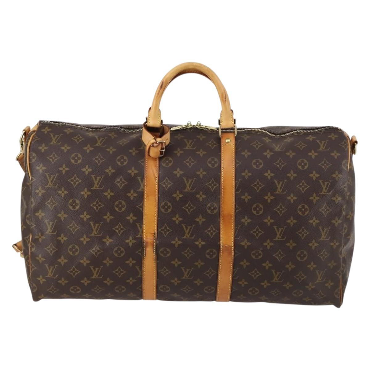 LOUIS VUITTON Monogram Keepall Bandouliere 55 Boston Bag M41414 LV Auth 145335