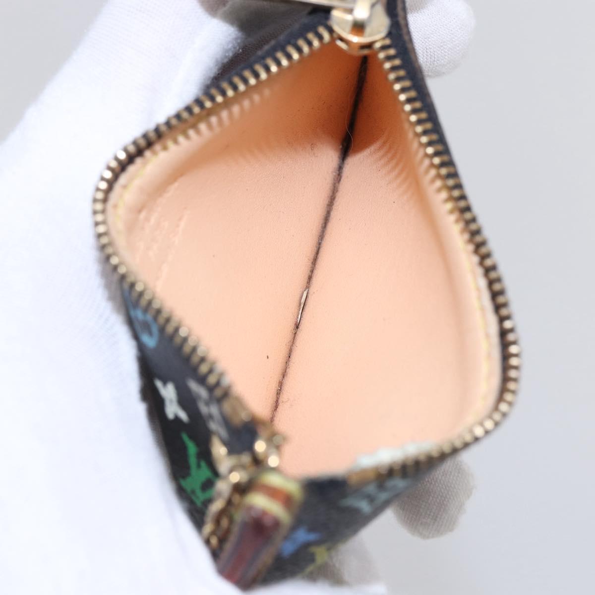 LOUIS VUITTON Multicolor Pochette Cles Coin Purse Black M13664 LV Auth 145350
