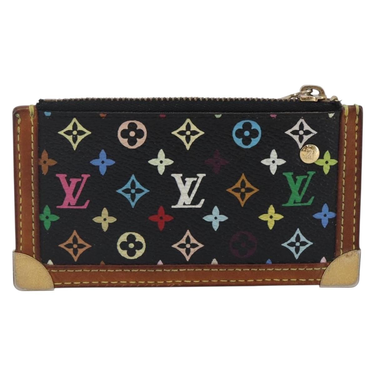 LOUIS VUITTON Multicolor Pochette Cles Coin Purse Black M13664 LV Auth 145350