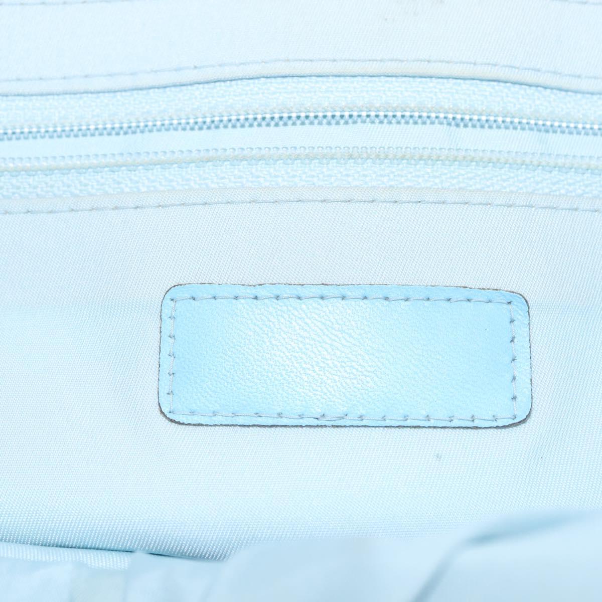 CHANEL New Travel Line Tote Bag Nylon Light Blue Silver CC Auth 145352