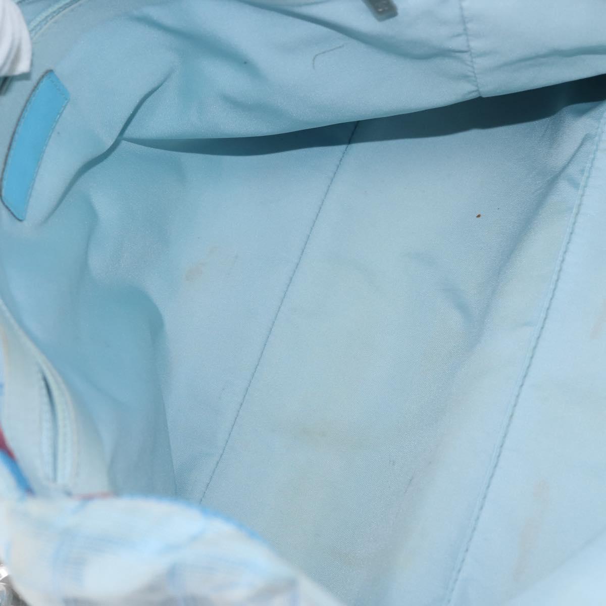 CHANEL New Travel Line Tote Bag Nylon Light Blue Silver CC Auth 145352