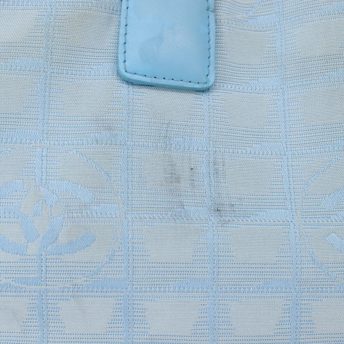 CHANEL New Travel Line Tote Bag Nylon Light Blue Silver CC Auth 145352