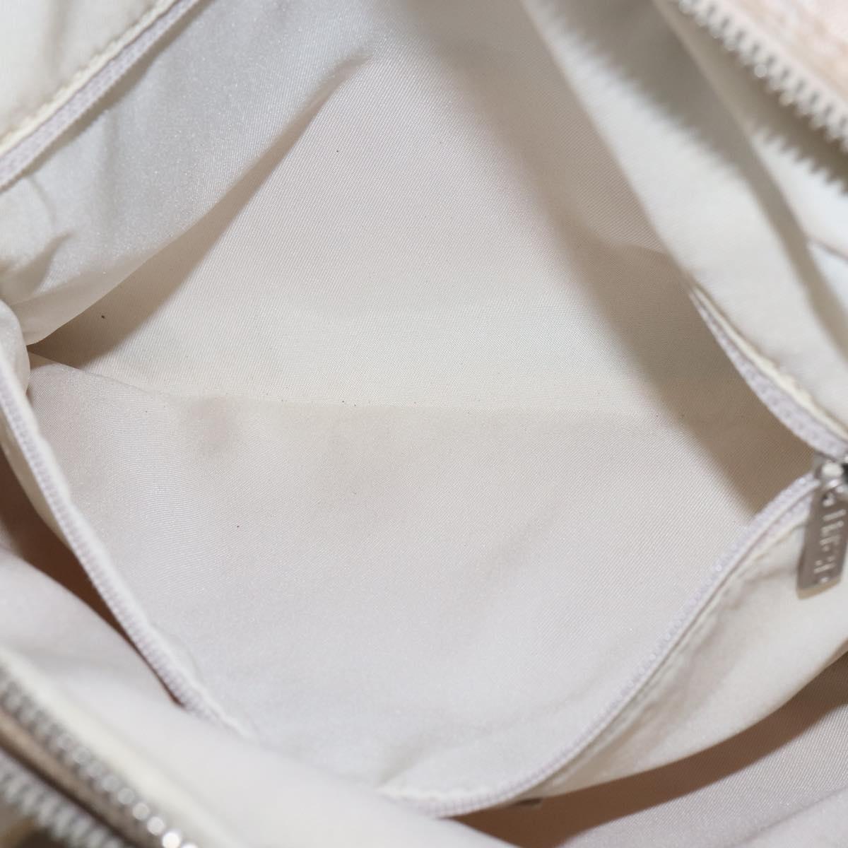 CHANEL New Travel Line Hand Bag Nylon 2way Beige Silver CC Auth 145353