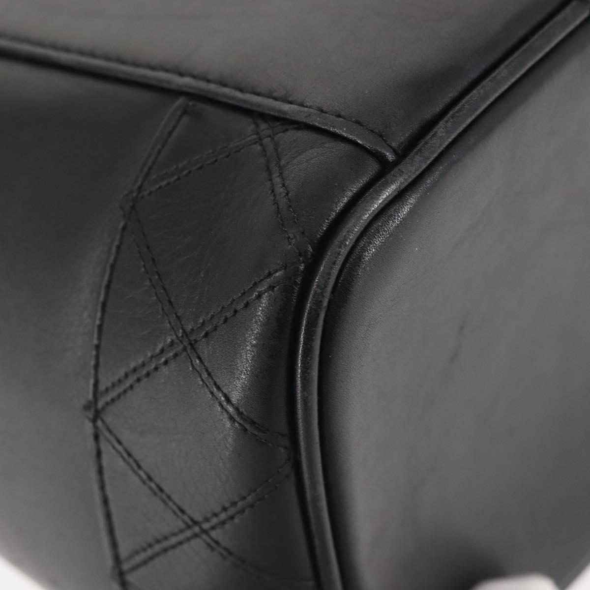 CHANEL Bicolore Vanity Pouch Lamb Skin Black Gold CC Auth 145355