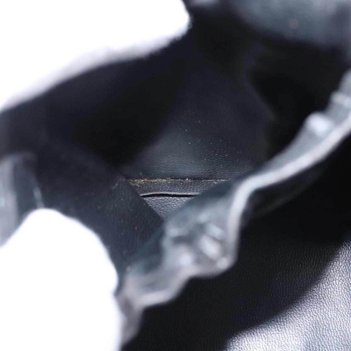 CHANEL Bicolore Vanity Pouch Lamb Skin Black Gold CC Auth 145355